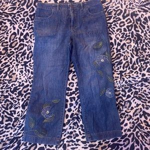 sigrid olsen stitched floral jeans